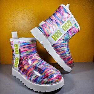 Ugg Classic Clear Mini Pixelate Waterproof Boots Women's Size 5 Multicolor